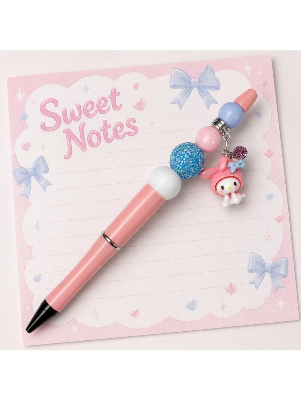 Sanrio Hello Kitty My Melody Beaded Charm Ballpoint Pen Handmade NEW